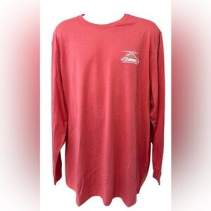IZOD SALTWATER GRAPHIC T-SHIRT LONG SLEEVE RELAXED CLASSIC RAPTURE ROSE SIZE L